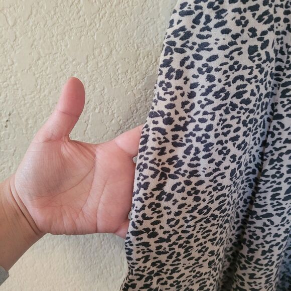 Abercrombie & Fitch Swing Mini Dress Size Large Pockets Button Animal Print Tie - Picture 5 of 7